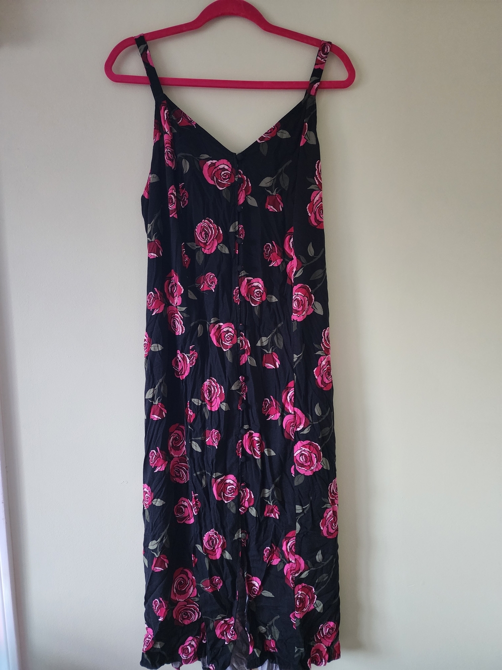 torrid Black Maxi Dress with Hot Pink Rose Print